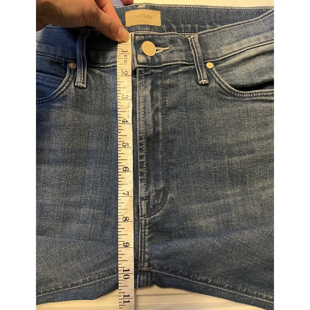 MOTHER The Mid Rise Dazzler Ankle Jeans Size 27 Blue Cherry Picking Bird Design - Picture 12 of 13